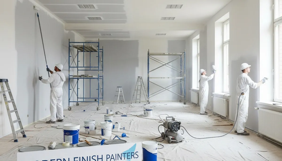 Commercial painting crew in Hartford, CT applying durable finishes for offices and retail spaces
