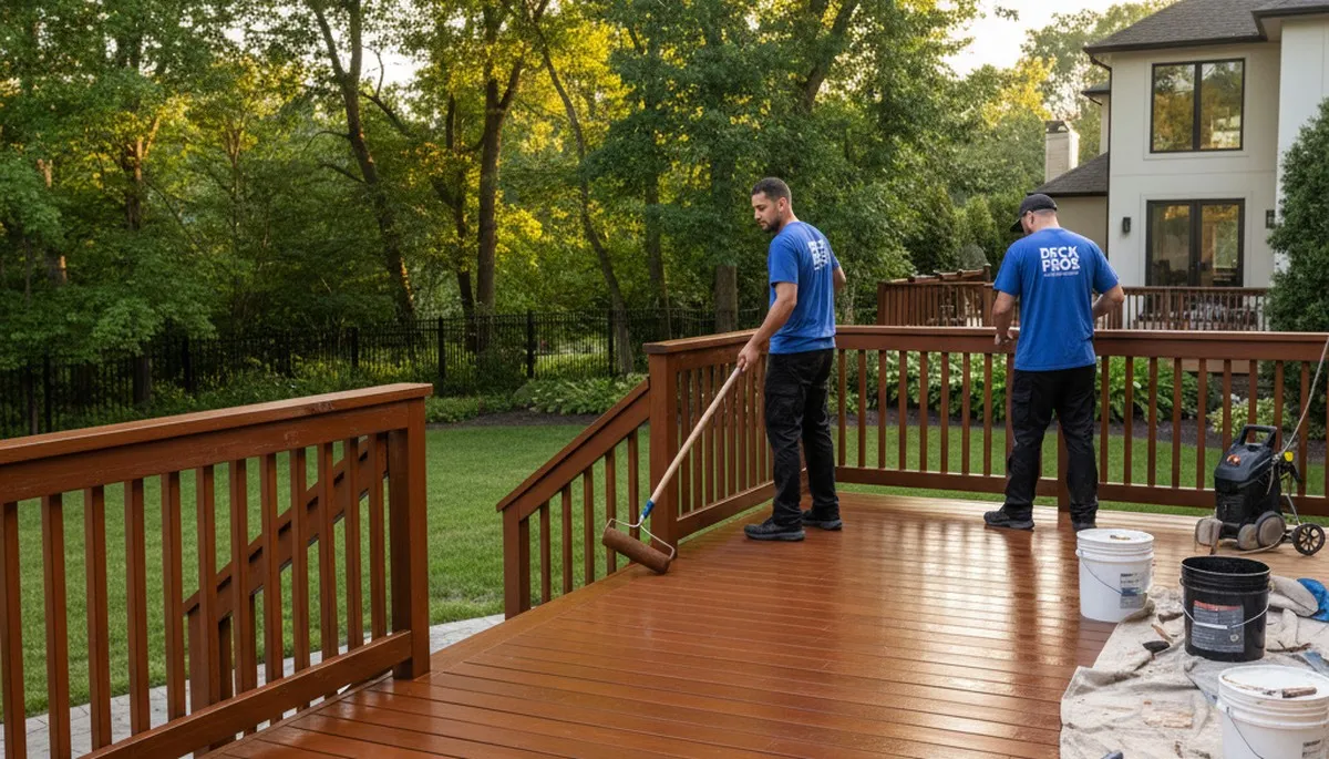Hartford, CT deck staining by Hartford Paint Pros to protect wood and enhance grain