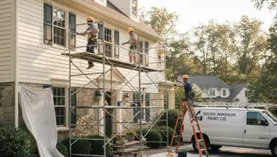 Painting contractors in Hartford, CT preparing a home interior for professional painting