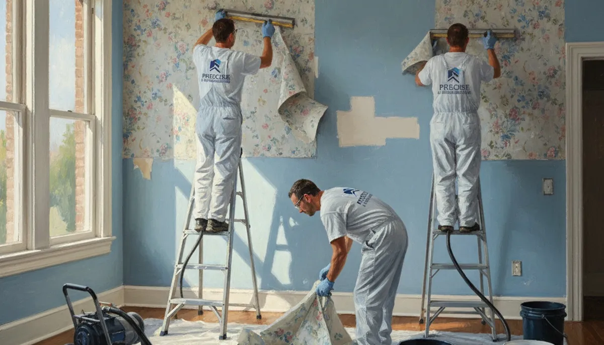 Hartford, CT wallpaper removal experts preparing walls for a smooth new paint finish