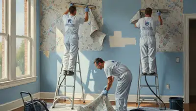 Hartford, CT wallpaper removal experts preparing walls for a smooth new paint finish