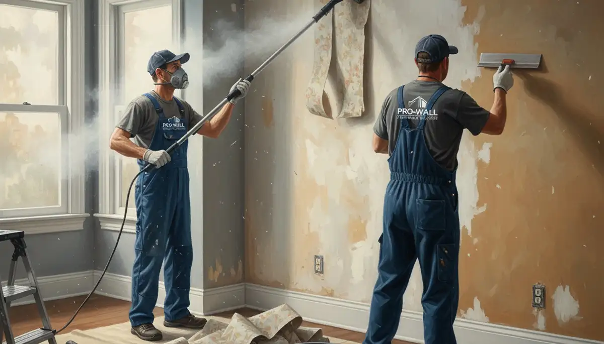 Hartford, CT painters removing wallpaper and prepping walls for a smooth paint finish